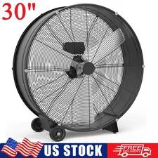 30" High Velocity Barrel Floor Drum Fan 3-Speeds Industrial Shop Air Circulator