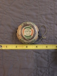 Vintage Early Tin Genuine Duncan "O-BOY" Whistling Yo-Yo Top 1930s- 1950s 