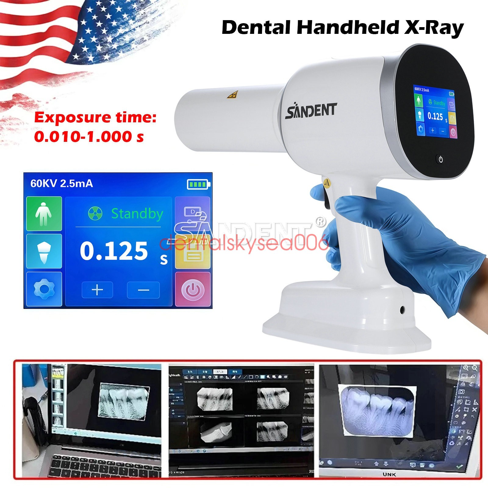 X Portable Mobile Dental Ray Unit Digital Imaging System with Scatter Shield