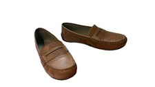 Polo Ralph Lauren Boys Leather Loafers Size 4 Brown Slip On