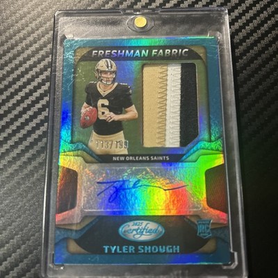 2025 Certified Tyler Shough Freshman Fabric Rookie Patch Auto Mirror Teal /199