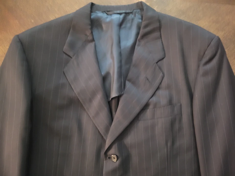 Traje de ropa Oxxford para hombre 42L (38x30) negro a rayas blazer pantalones 2 piezas Foto 4 de 4