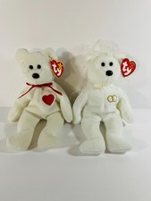 Ty Beanie Baby Valentino + Ty Bride Bear Wedding – 8.5" & 8" With Tags