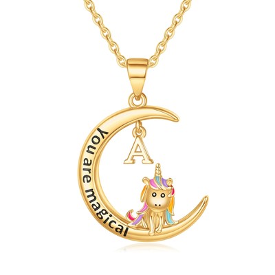 Unicorn Gifts for Girls - 14K Gold Plated Unicorn Necklace Kids Jewelry for Girl