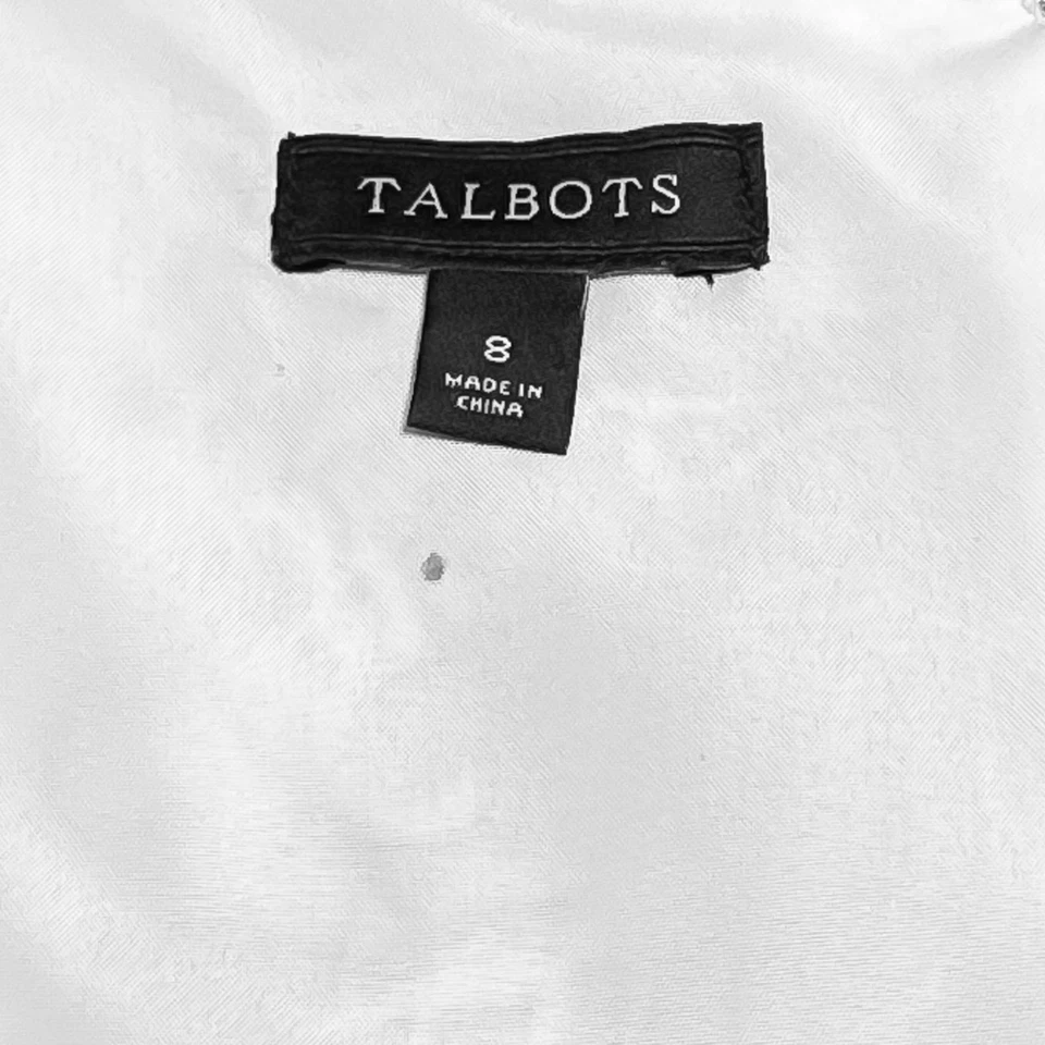 Vestido para mujer Talbots 8 azul blanco ajuste floral acampanado sin mangas plisado midi Foto 3 de 4