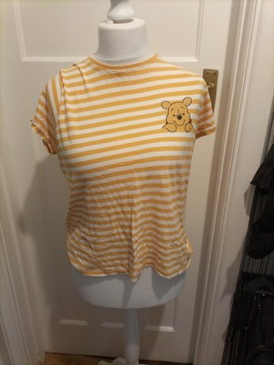 Damen Primark Disney 12-14 gelb gestreift Winnie Puuh Pyjama Oberteil