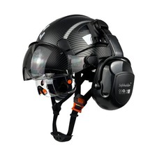 Safety Helmet w/ Visor Ear Muffs Vented Hardhat ANSI Construction