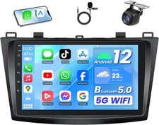 Car Stereo Radio Andriod Apple CarPlay BT5.0 5G 9"GPS W/cam for Mazda 3 010-2013