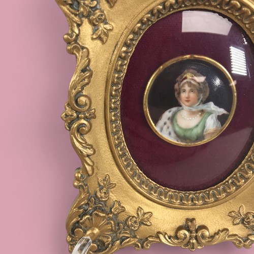 Antique Miniature Portrait on Porcelain of Lady - Picture 3 of 5