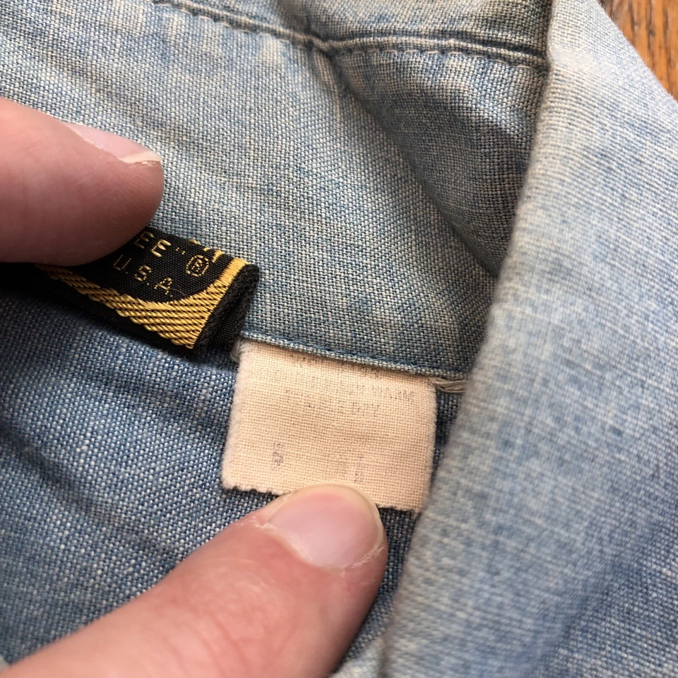 True Vintage Washington Dee Cee Denim Chambray Shirt Men Size 14.5 Blue 60s - Image 4 of 4