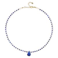 Cavill Silberhalskette 26,18Ct Lapislazuli Perlen 925 Goldplattiert