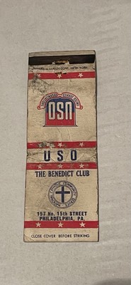United Service Organization The Benedict Club Philadelphia PA Match Cover 404