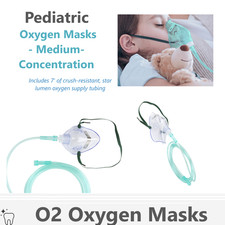 Pediatric O2 Medium-Concentration Standard Mask w/ 7' Feet Nasal Cannula - 1/Pk