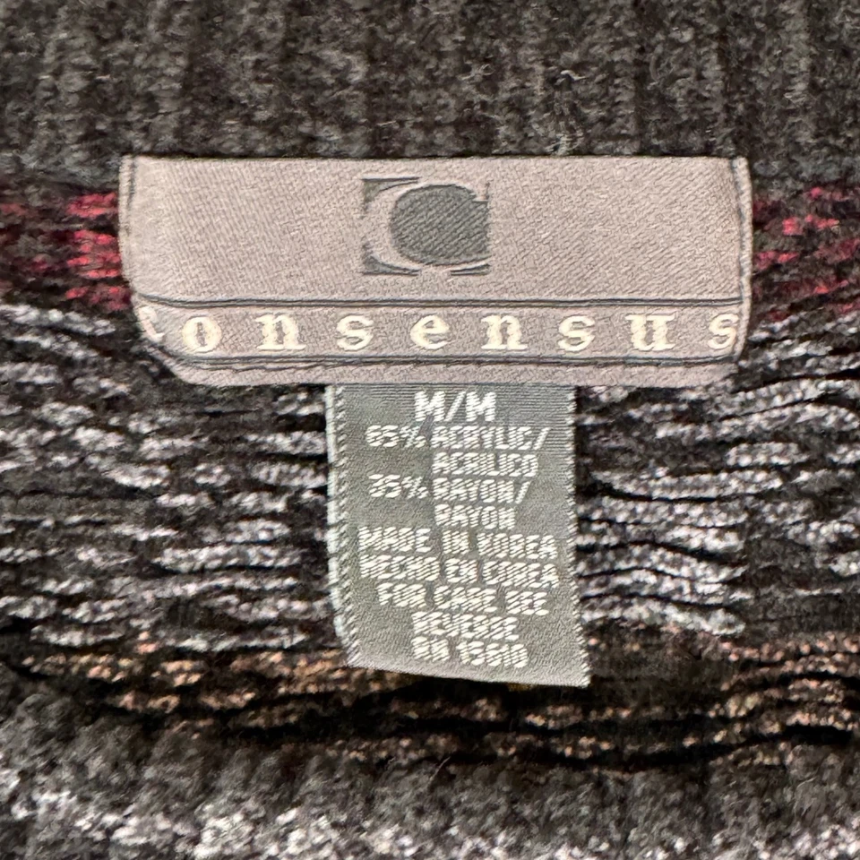 VTG 90s Cosby Sweater Mens M Knit Crewneck Checkerboard Grunge Whimsigoth - Image 2 of 4