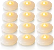 Homemory 12 Pack 3” Flameless Led Floating Candles, 200 Hour White Battery Opera