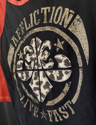 Vintage Affliction Live Fast Ragland Baseball Tee Goth Emo Rockabilly USA NWOT