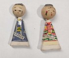 Vintage KOKESHI DOLL Japanese Figural Erasers 1960s wood head boy & girl free sh