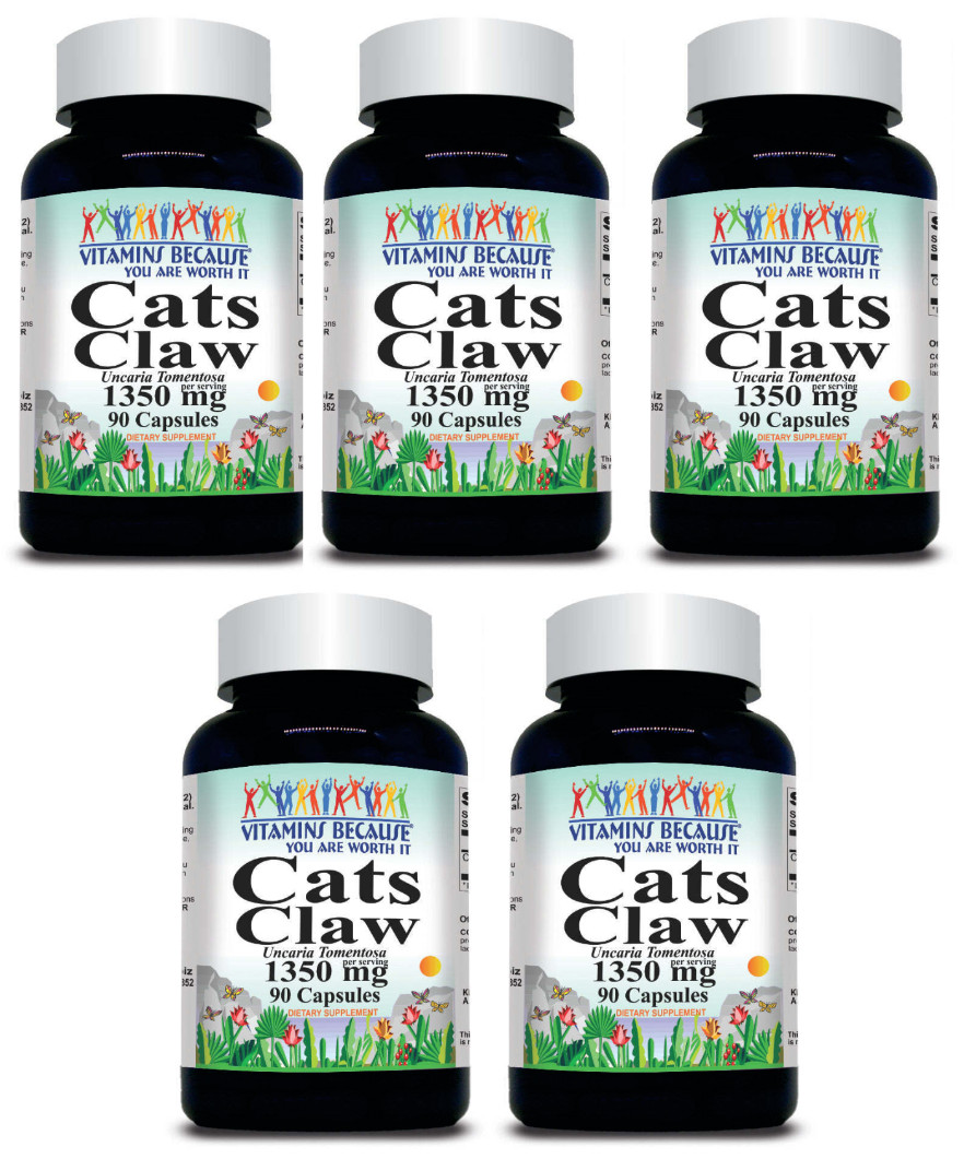 Cats Claw 1350 мг 5X90Caps Uncaria Tomentosa Внутренняя кора Тройная сила Без глютена