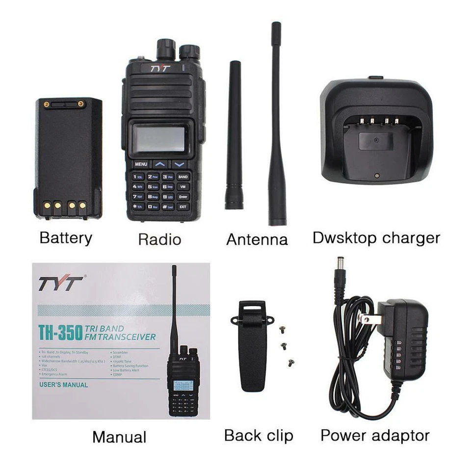 TYT TH-350 Tri-brand Tri-Standby Walkie Talkie VHF UHF 136-174 220-260 400-480MH - Image 4 of 4