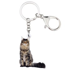 Acrylic Maine Coon Cat Keychains Car Wallet Key Ring Gifts Pets Charms Jewelry