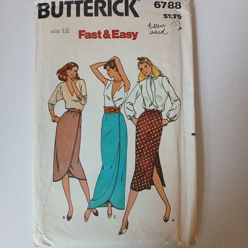 Butterick 6788 Front Wrap Option Maxi Mid Skirt Vintage '70s 12 Misses Sewing - Picture 2 of 5