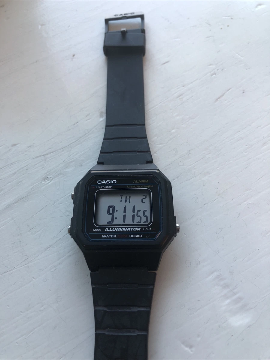 madlavning indstudering trådløs Casio W217H-1AV, 50 Meter WR Chronograph Watch, Alarm, Black Resin,  Illuminator | eBay