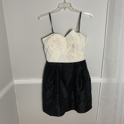 NEW MANOUKIAN Black and White Strapless GEOMETRIC COCKTAIL DRESS SIZE XL NWT