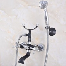 Black And Silver Wall Mount Bathroom Clawfoot Tub Hand Shower Faucet Zna624
