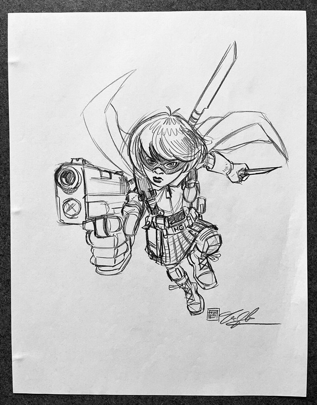 Kick-Ass Hit-GirlORIGINAL PENCIL SKETCH by Tim Shinn