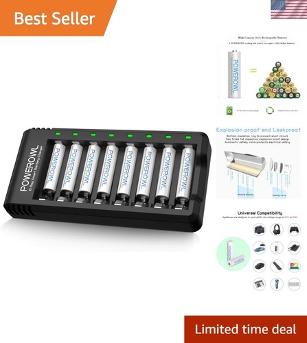 8-Pack High Capacity Rechargeable AAA Batteries with Eco-Charger - Long Lasting