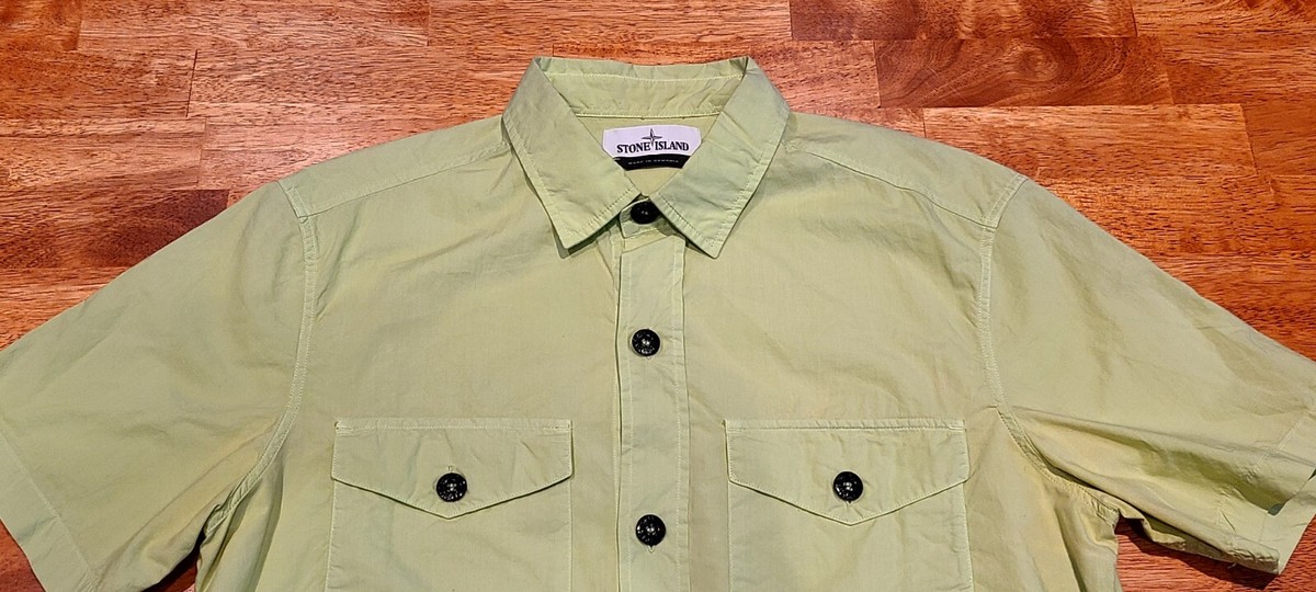 Stone Island Short Sleeve Shirt Cotton Button Up Men's Sz Stone Island Short Sleeve Shirt Cotton Button Up Men's Sz