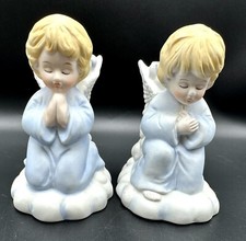 2 Praying Angel Taper Candle Holders-Ceramic-Christmas Around The World VTG