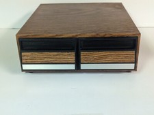 Vtg. Cassette Tape Holder Storage Faux Wooden 2 Drawer - 28 Tape Capacity