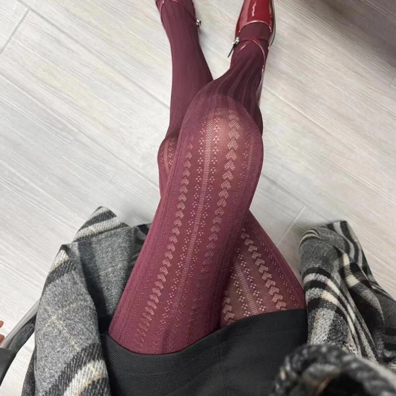 Vintage Lace Small Love Heart Jacquard Women's Pantyhose, 50D Stretch Slim-Fit - Image 2 of 4