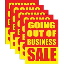 Going Out of Business Sale Retail Window Display Sign 18"W x 24"H 5 Pack