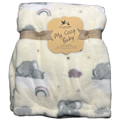 NEW Elephant Rainbow Clouds Stars Plush Baby Blanket My Cozy Baby Adirondack - Picture 4 of 7