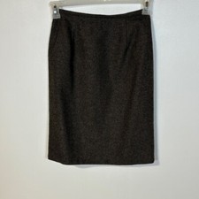 Lauren Ralph Lauren Women's Skirt Size 4P Brown Black Tweed Worsted Wool Petites