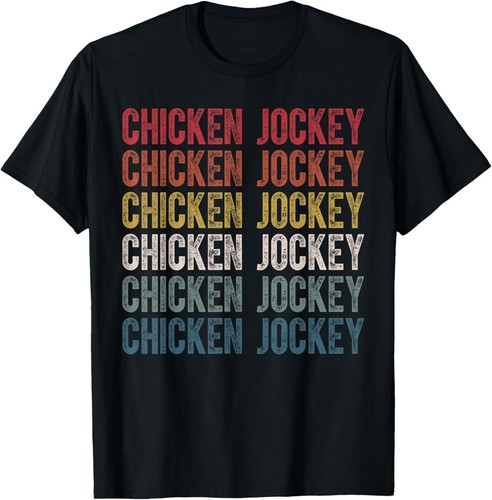 Funny Chicken Jockey Stacked Repeat Font Fun Gag Meme Humor T-Shirt