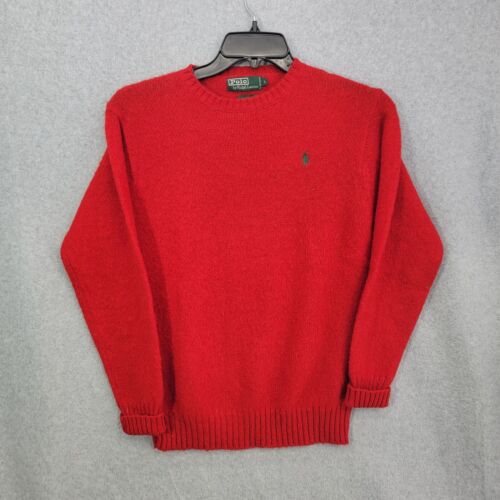 Vintage Red Polo Ralph Lauren 100% Wool Knit Sweater Men's Size Large . - Picture 1 of 7
