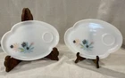 Vintage Atomic Flower Milk Glass Patio Snack Set Federal Glass 2 Plates Only