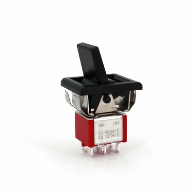 5Pcs SH R8017 ON-ON 6Pin 2 Position DPDT Snap-in Mini Paddle Toggle Switch