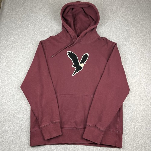 Vintage 90s American Eagle Hoodie Men Large Maroon Embroidered Eagle Sweatshirt