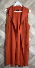 Q Neel Sleeveless Textured Wool Blend Open Long Jacket Nordic Design Size Uk 10
