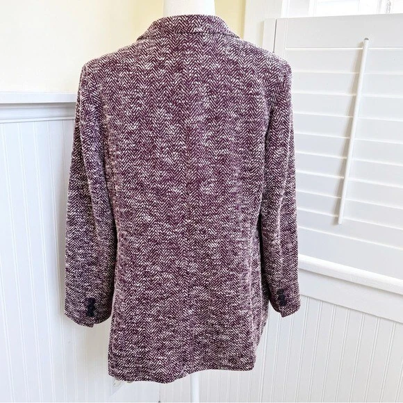 Talbots Petite Deep Purple & White Tweed 2-Button Blazer Jacket Women’s Size 12P - Image 2 of 4