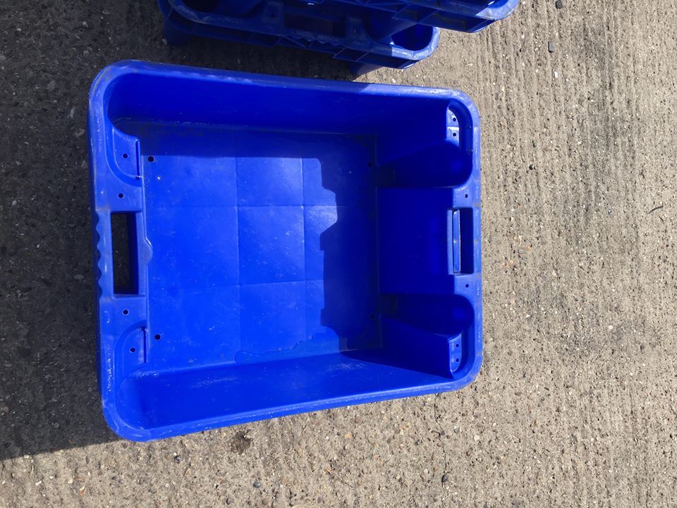 24 x Strong Plastic Stackable Nestable Storage Box 60 x 50 x 25cm Fish