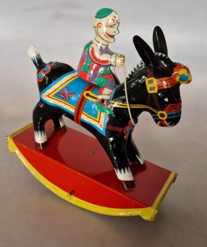 Movement tin toys Gama D.B.G.M. Circus Clown on Swinging Donkey Excellent Condition - Picture 1 of 9