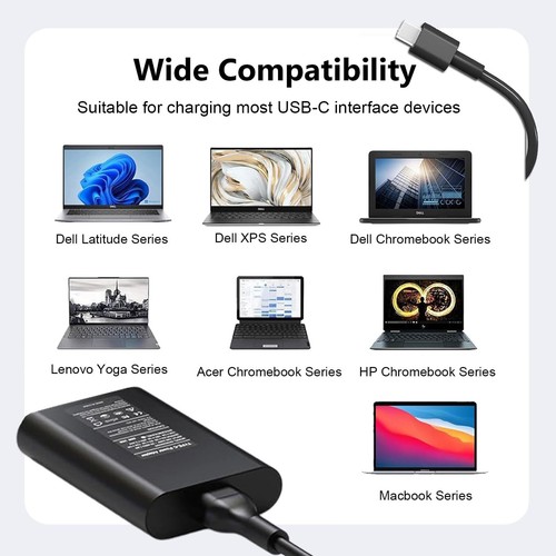 pour Dell 65W Chargeur Ordinateur Portable USB C pour Latitude 7420 7430 7440 7400 7320 E5440... - Photo 2/6