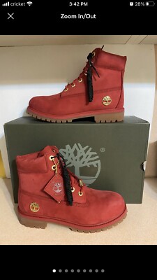 TIMBERLAND PREMIUM 6 IN WATERPROOF BOOT DARK RED NUBUCK SZ 5.5 MM