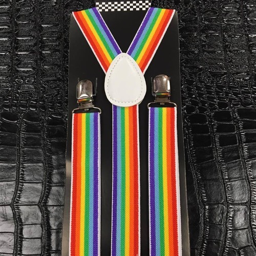 Rainbow Bow Tie And Suspender Matching Set Tuxedo Wedding PRIDE PARTY - 第 6/6 張圖片
