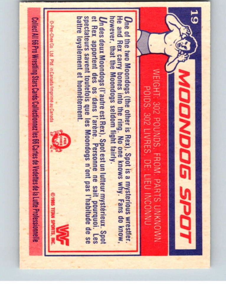 1985 O-Pee-Chee WWF #19 Moondog Spot  V65711 - Image 2 of 2